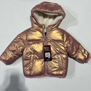 Swiss tech Pink Metallic Puffer Jacket